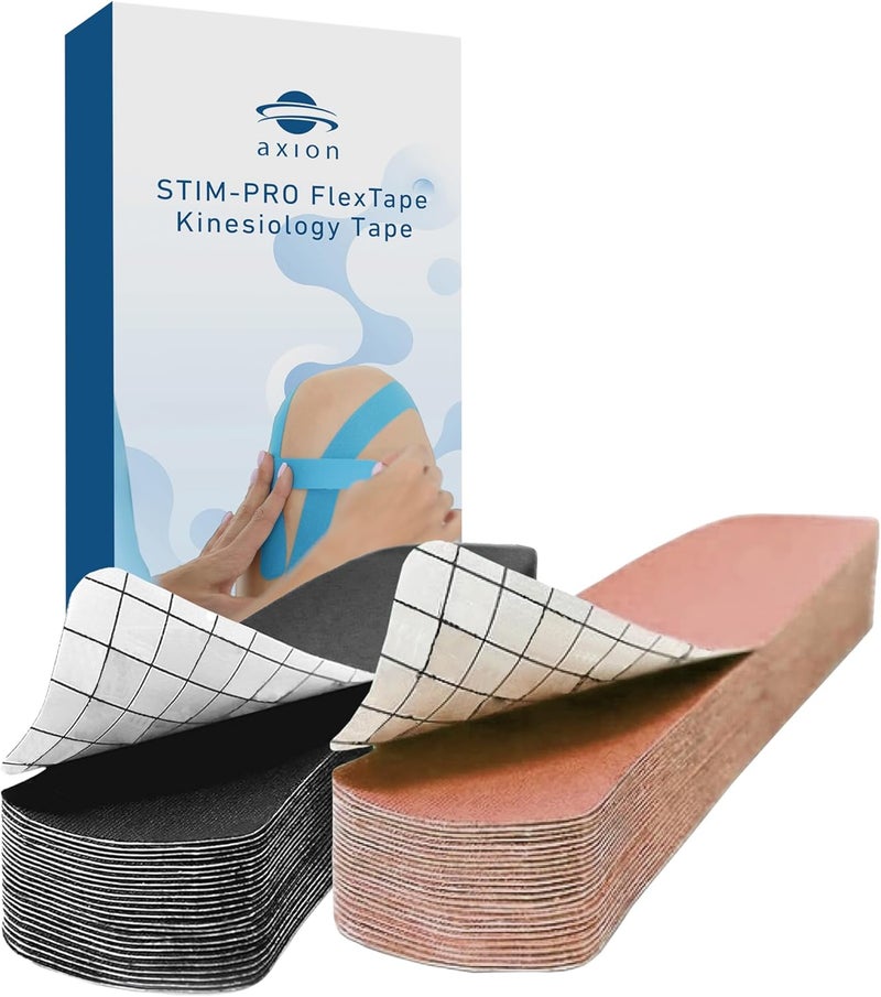 Axion Kinesiology Tapes PRECUT Black Beige | 50 Pre-Cut Sport Tape Strips 10x2 in | Waterproof • Skin-Friendly • Elastic | Kinesiology Tapes Ideal for Sports - Image 1